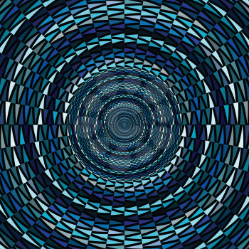 Circle ornament background made of blue triangles
