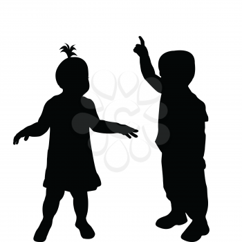 Two toddlers silhouettes