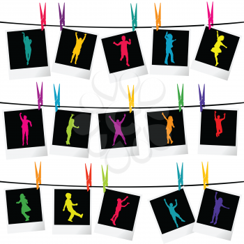 Collection of photo frames with children silhouettes