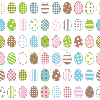 Easter wrapping paper with patterned eggs on white background