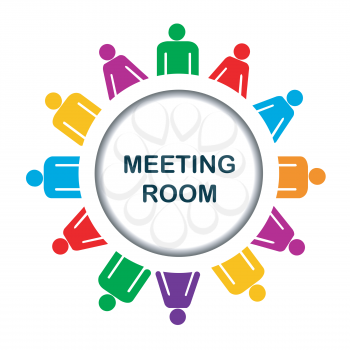 Colorful meeting room icon over white background