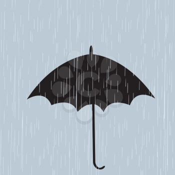 Black umbrella in the rain