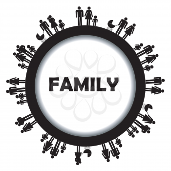 Round frame with family simbols