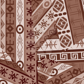 Ethnic ornaments patches in brown tones