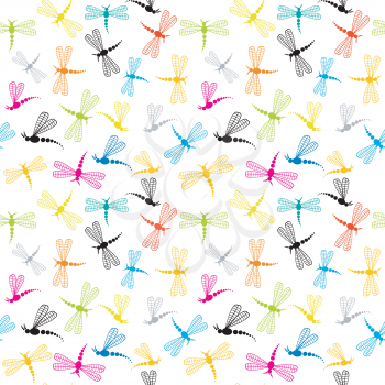 Background with cartoon dragonflies
