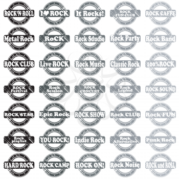 Collection of rock and roll rubber stamps