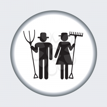 Farm icon with farmers man and woman
