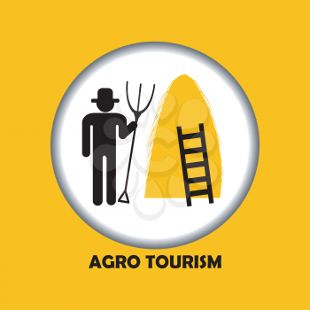 Illustration of agro tourism icon with farmer