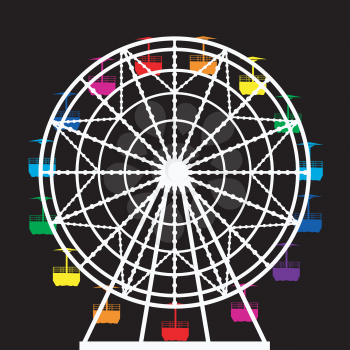 Illustration of a colorful ferris wheel from an amusement park