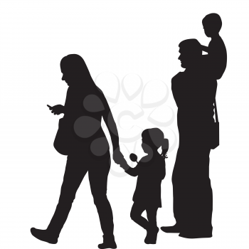 Modern family silhouette with two children