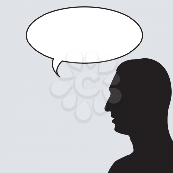 Man silhouette with chat bubbles