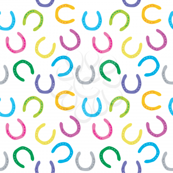 Colorful doodle horseshoes seamless background
