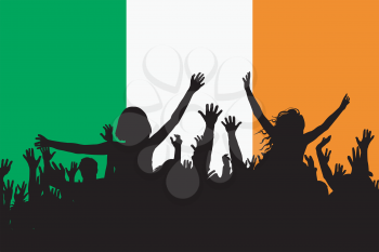 People silhouettes celebrating Ireland national day