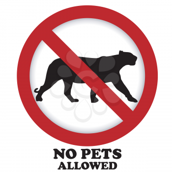 Prohibition pet sign illustration with silhouette of panther