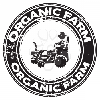 ORGANIC FARM rubber stamp with tractor icon