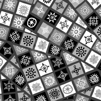 Abstract black and white african motifs background