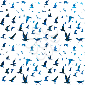 Birds with blue mosaic tile pattern