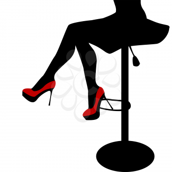 Sexy woman legs staying on a bar chair