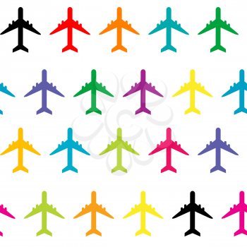 Seamless pattern with colored planes on white background