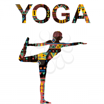 Yoga background with woman practicing Lord of the dance pose