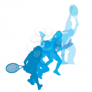 Set of women playing tennis illustration