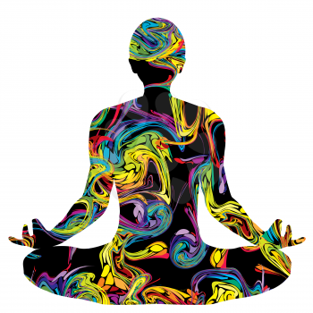 Colorful silhouette of a man in lotus pose
