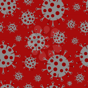 Coronavirus (Covid-19) seamless pattern on red background