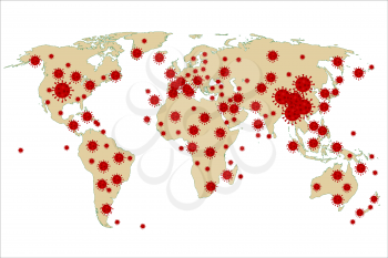 Stylized World map Coronavirus (Covid-19) confirmed cases