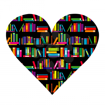 I love books concept with heart made of books