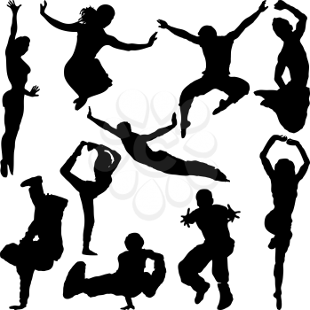 Royalty Free Clipart Image of People in Different Poses
