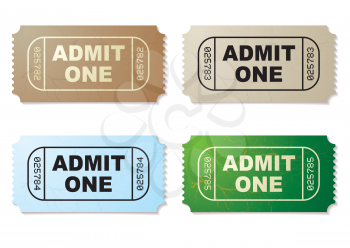 Royalty Free Clipart Image of Four Ticket Stubs