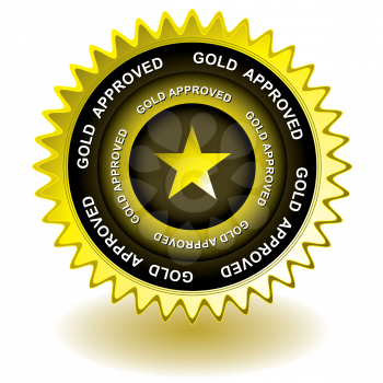 Royalty Free Clipart Image of a Gold Approved Icon