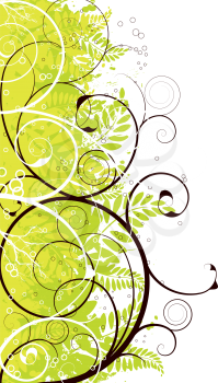 Royalty Free Clipart Image of a Green and White Border With a Flourish