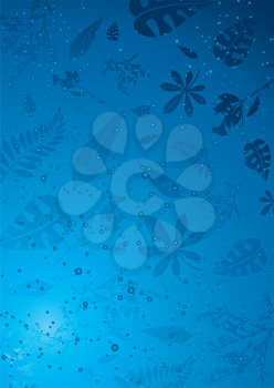 Royalty Free Clipart Image of Autumn Leaves on Icy Blue