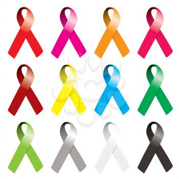 Royalty Free Clipart Image of a Collection of Awareness Ribbons