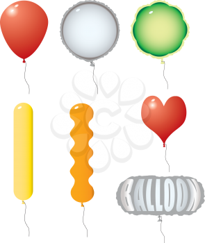 Royalty Free Clipart Image of Seven Balloons