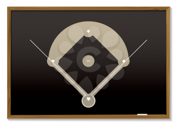 Royalty Free Clipart Image of a Blackboard With a Baseball Field