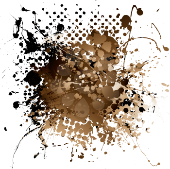 Royalty Free Clipart Image of a Black and Brown Inkblot