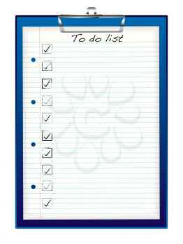 Royalty Free Clipart Image of a Clipboard With a To Do List