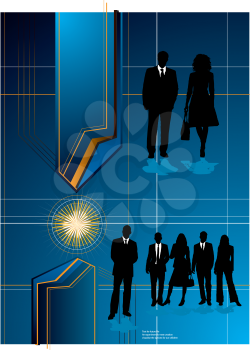 Royalty Free Clipart Image of a Business Group on Blue