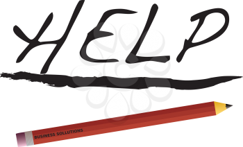 Royalty Free Clipart Image of Help and a Pencil