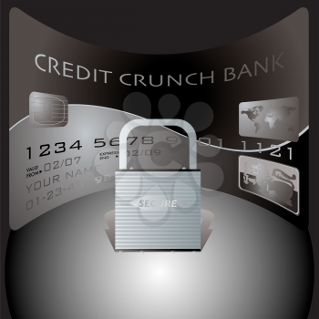 Royalty Free Clipart Image of a Credit Card With a Lock