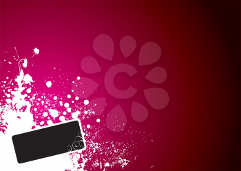 Royalty Free Clipart Image of a Hot Pink and Crimson Background With a White Inkblot in the Corner and Black Space