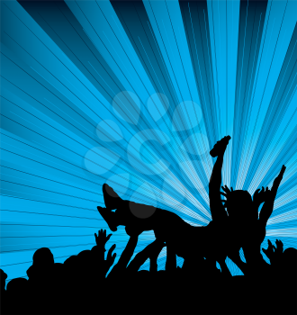 Royalty Free Clipart Image of a Person Crowd Surfing