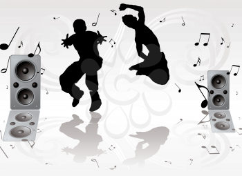 Royalty Free Clipart Image of Dancing Teens