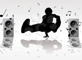 Royalty Free Clipart Image of a Dancer With Speakers