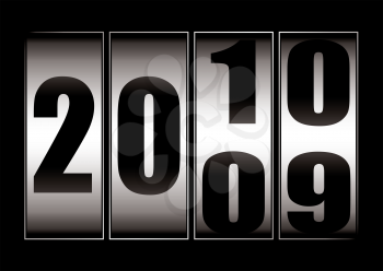 Royalty Free Clipart Image of a New Year Date Change from 2009 to 2010