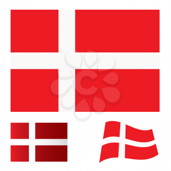 Royalty Free Clipart Image of a Danish Flag Set