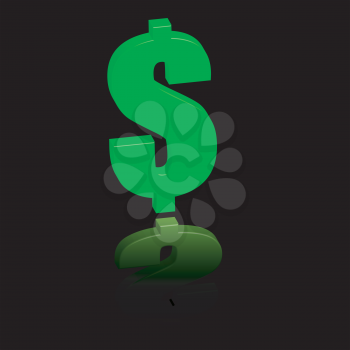 Royalty Free Clipart Image of a Green Dollar Sign