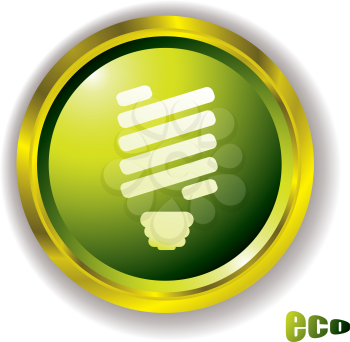 Royalty Free Clipart Image of a Green Eco Button With a Light Bulb
